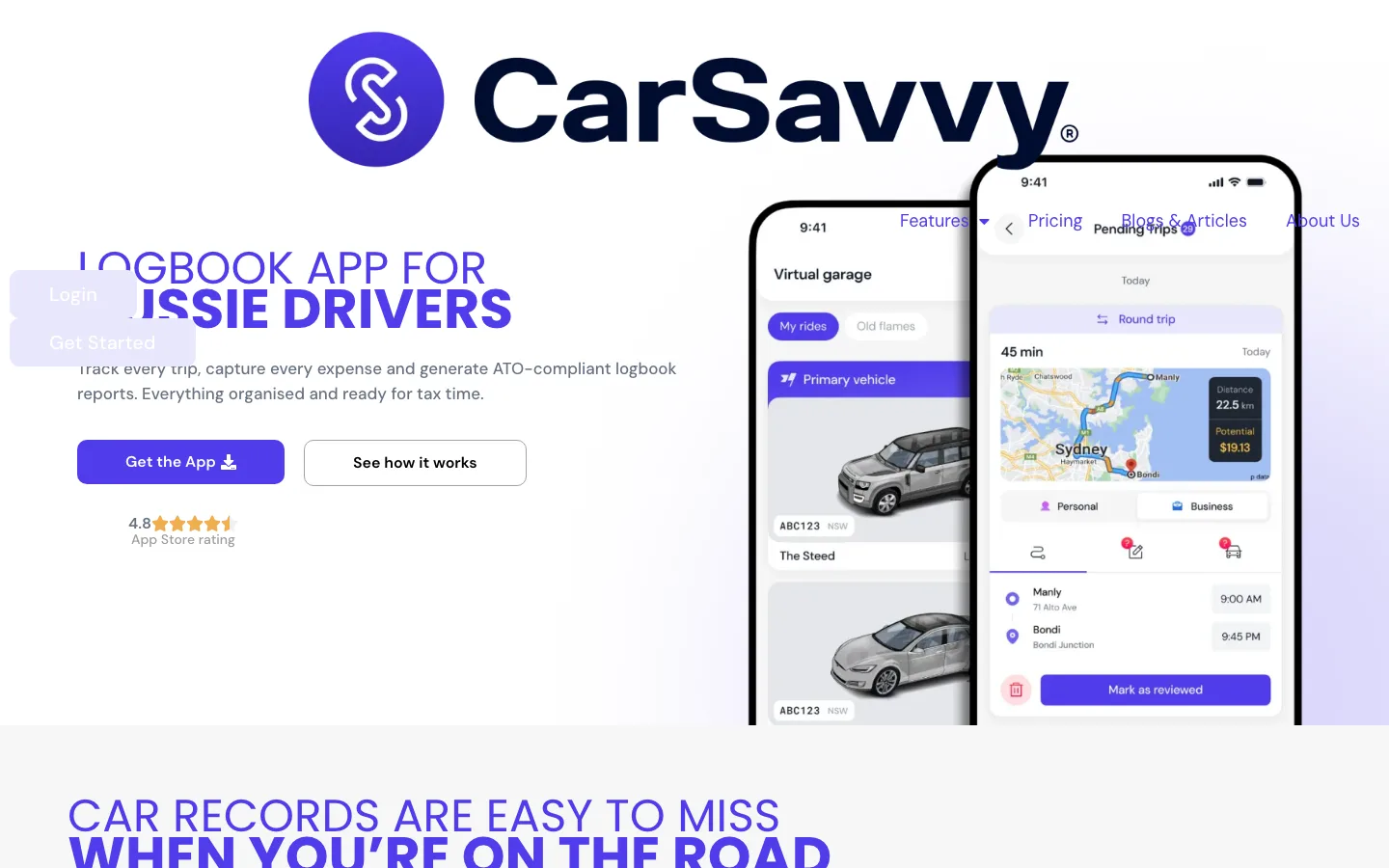CarSavvy website, desktop view